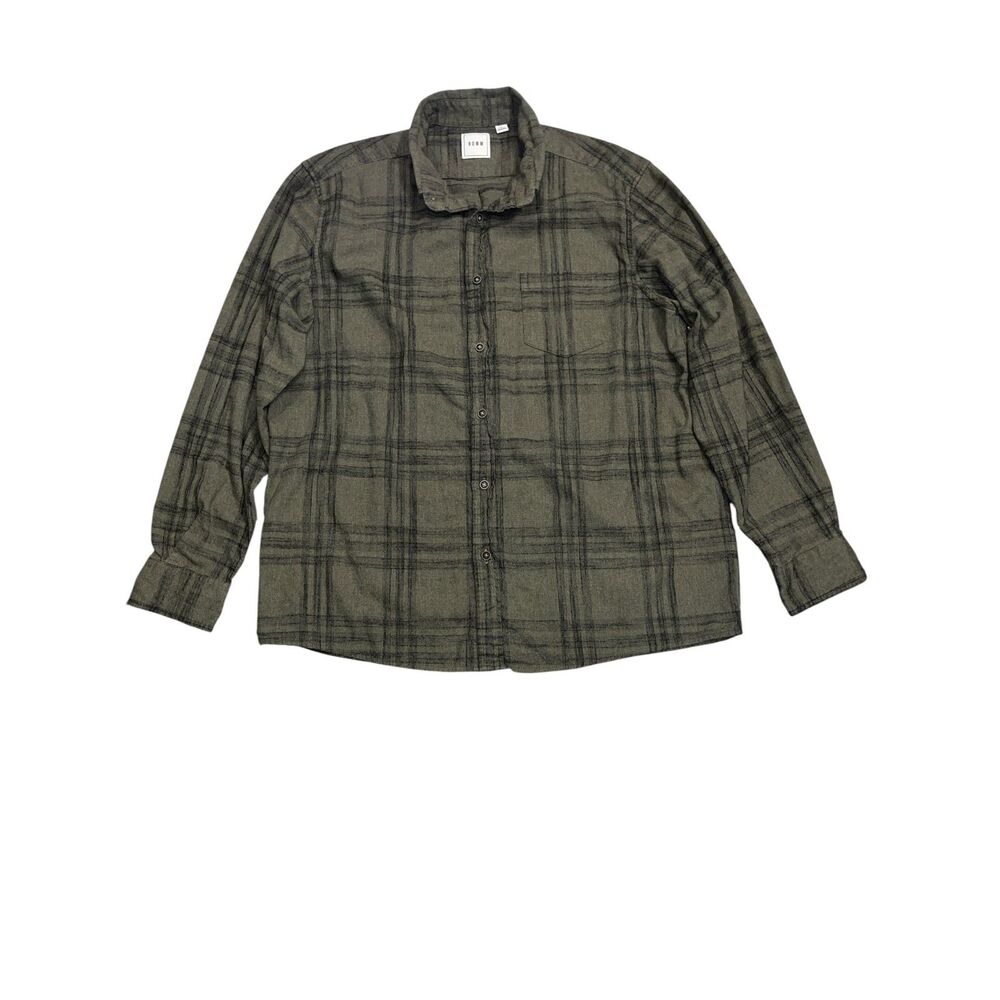 ROWM Plaid Button Up Shirt Green Black Cotton Long Sleeve Men’s Large